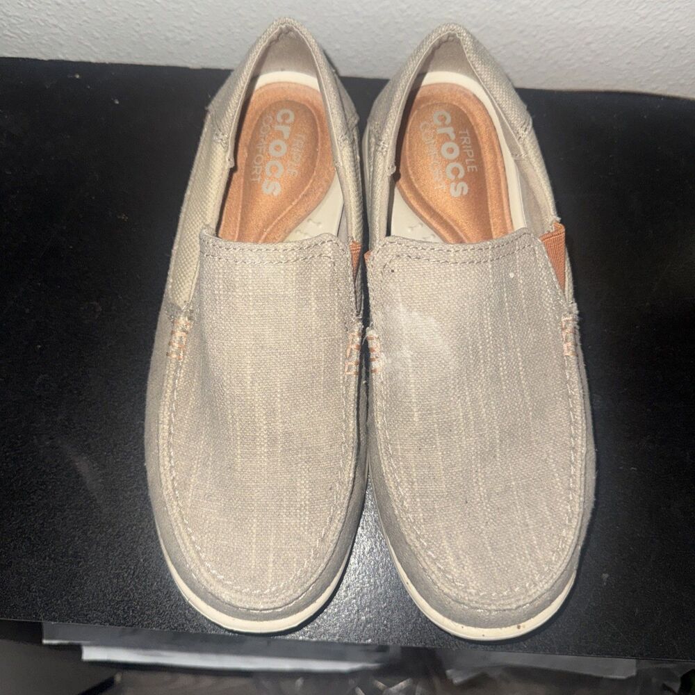 Crocs Men’s Loafers - Santa Cruz Slip On Canvas Loafers, Slip On Shoes Size 7 - Picture 5 of 7